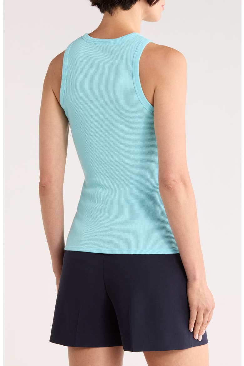 Fitted Rib Stretch Organic Cotton Tank, Alternate, color, CYAN