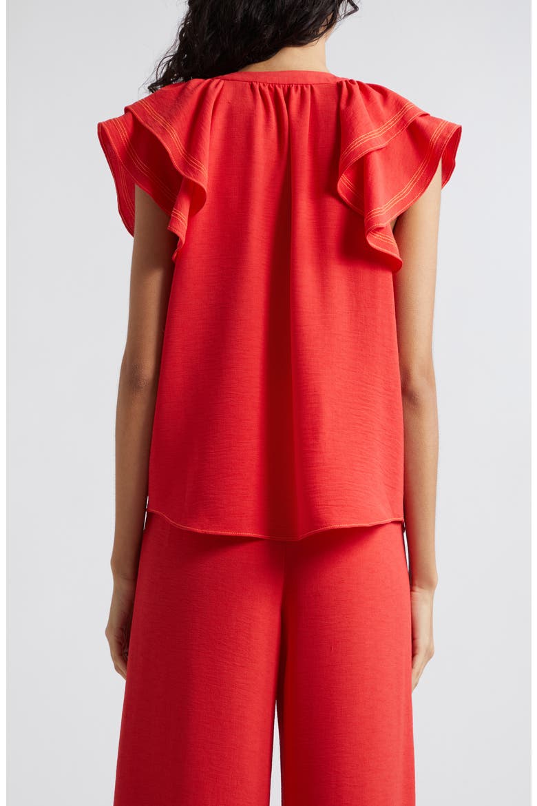 Lettie Ruffle Detail Button-Up Shirt, Alternate, color, FLAME