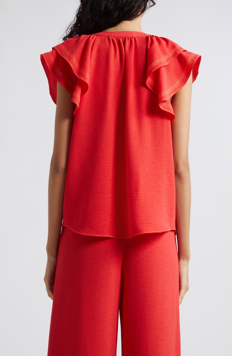 Ramy Brook Lettie Ruffle Detail Button-Up Shirt, Alternate, color, Flame