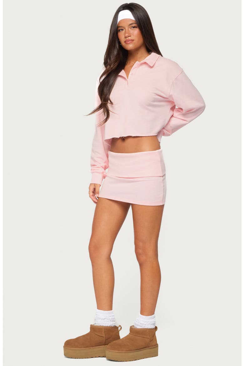 Cello Foldover Miniskirt, Alternate, color, LIGHT-PINK