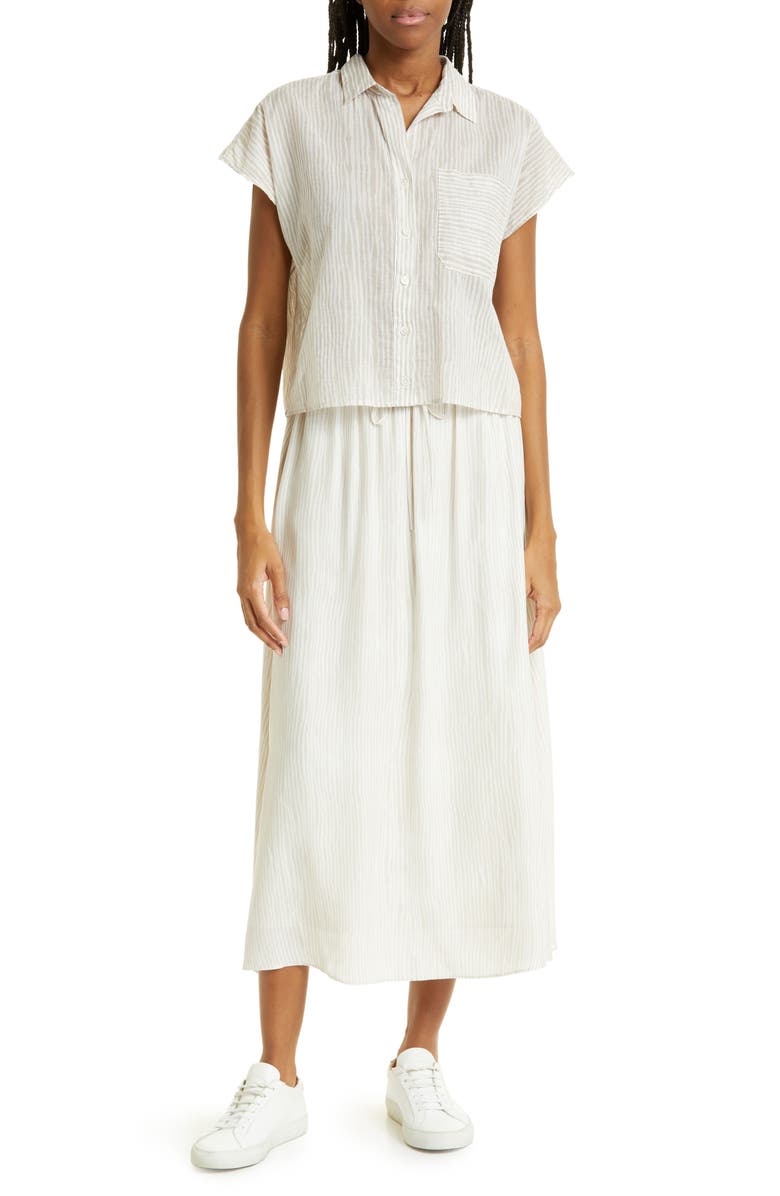 ATM Anthony Thomas Melillo Moiré Print Silk Maxi Skirt, Alternate, color,