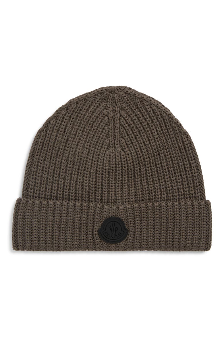 Logo Patch Cotton Rib Beanie, Main, color, PEAT