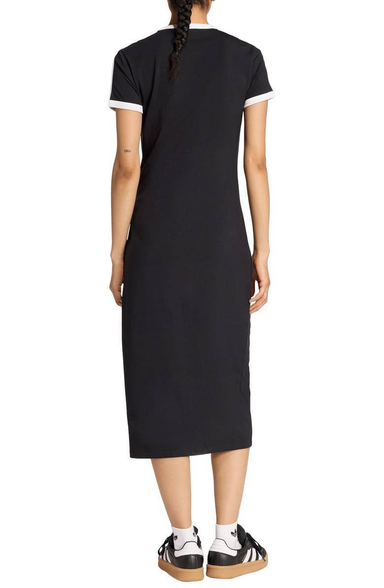 adidas Originals 3-Stripes Stretch Cotton Midi Dress, Alternate, color, 