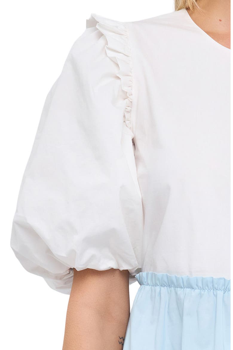 Colorblock Puff Sleeve Minidress, Alternate, color, BLUE