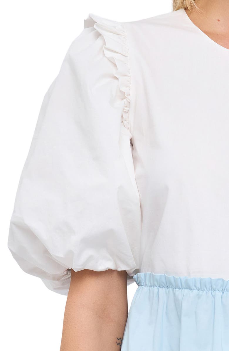 English Factory Colorblock Puff Sleeve Minidress, Alternate, color, Blue