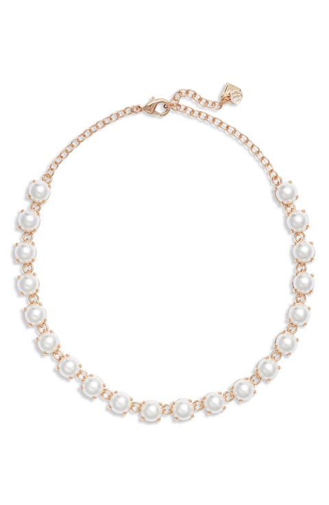 Simulated Pearl Collar Necklace