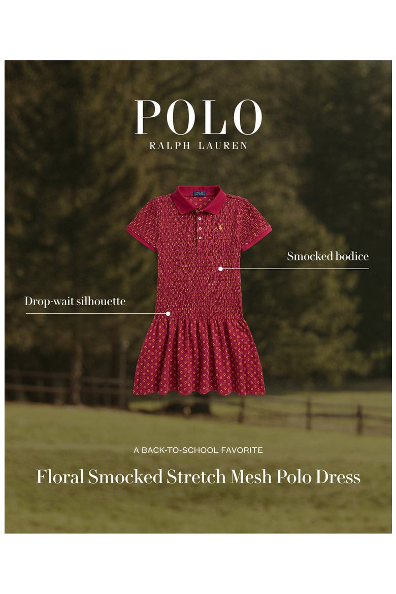 Kids' Smocked Polo Dress, Alternate, color, RED MULTI