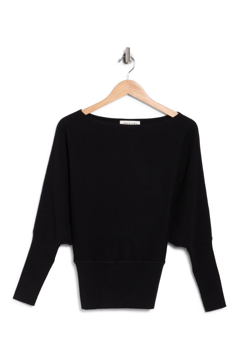 Off the Shoulder Cashmere Sweater, Alternate, color, BLACK