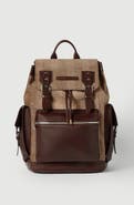 Brunello Cucinelli Burnished calfskin and chevron-effect techno fabric city backpack