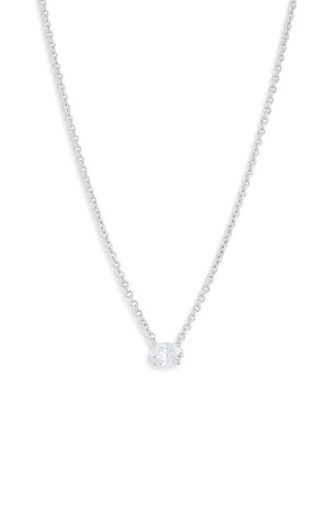 Modern Love Small Oval Cubic Zirconia Pendant Necklace