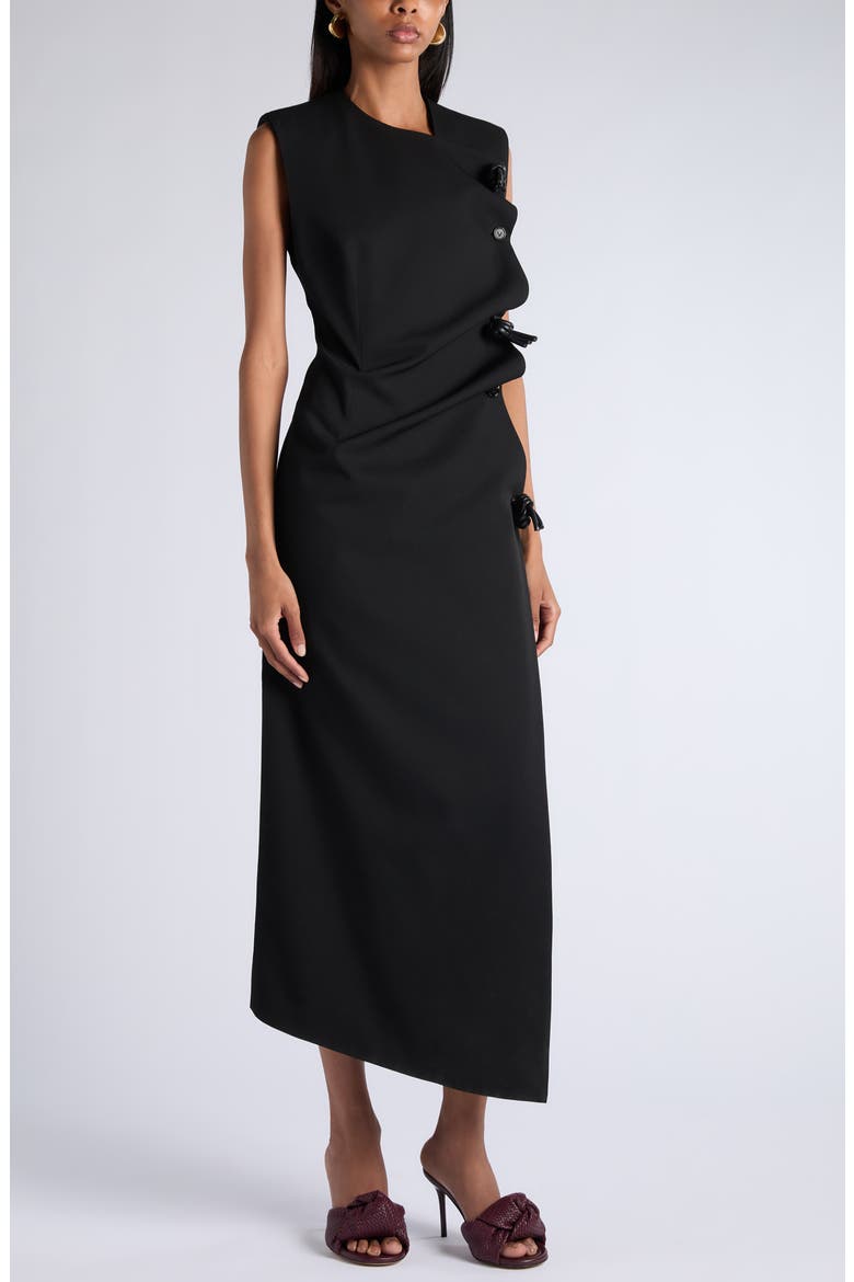 Asymmetric Wool Twill Dress, Alternate, color, 1010 DOUBLE BLACK