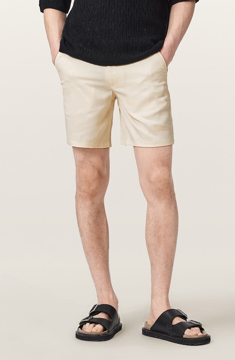 AllSaints Circe Flat Front Shorts, Main, color, Brittle White