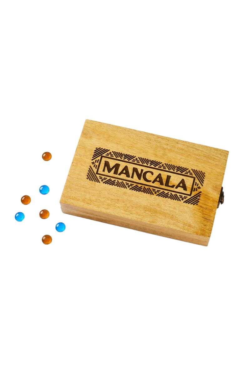 Mancala Wooden Game Set - Hand Carved Mango Wood, Main, color, Brown