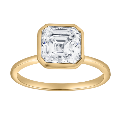 Adele 3 Ct Asscher Lab Grown Diamond Bezel Engagement Ring