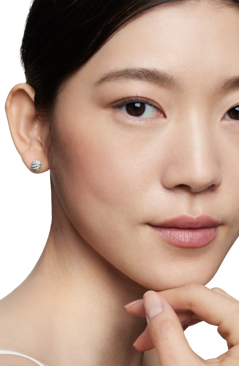 David Yurman Sculpted Cable Pavé Diamond Stud Earrings, Alternate, color, Sterling Silver/ Diamond