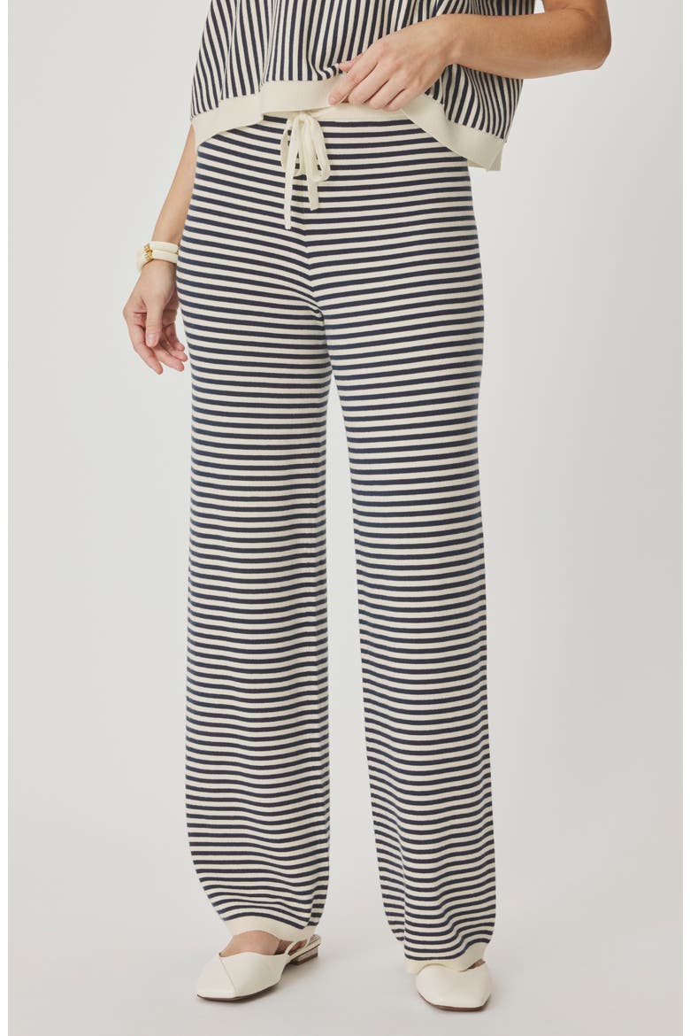Christa Stripe Sweater Pants, Main, color, MOOD INDIGO BLUE/ WHITE