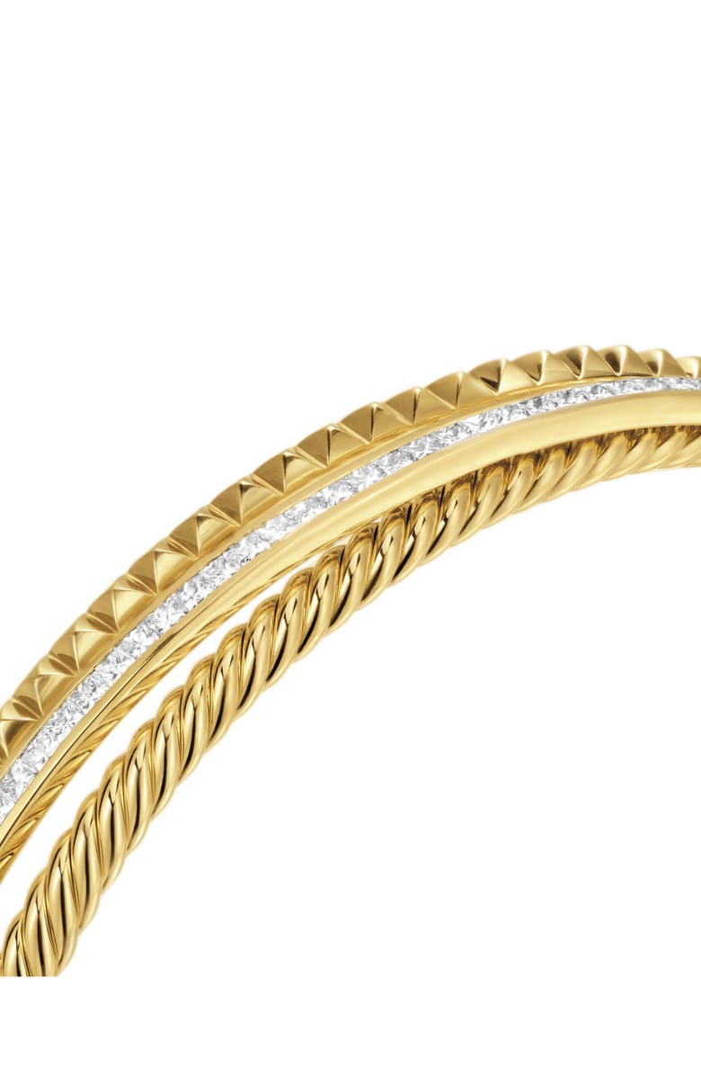 David Yurman Crossover Trio Three-Row Cuff Bracelet in 18K Yellow Gold with Diamonds, 11mm, Alternate, color, 18K Gold