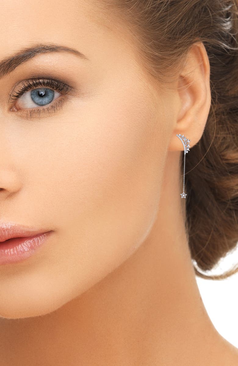 LuvMyJewelry Starry Cascade Diamond Drop Earrings, Alternate, color, Silver