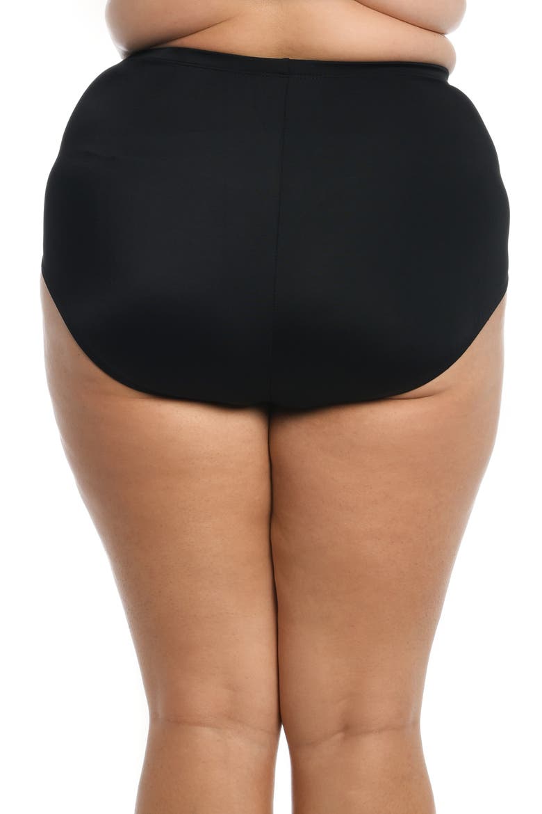 Full Coverage High Waist Swim Briefs, Alternate, color, BLACK