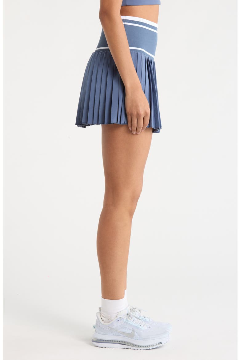 Mixed Media Pleated Sport Skirt, Alternate, color, BLUE VINTAGE