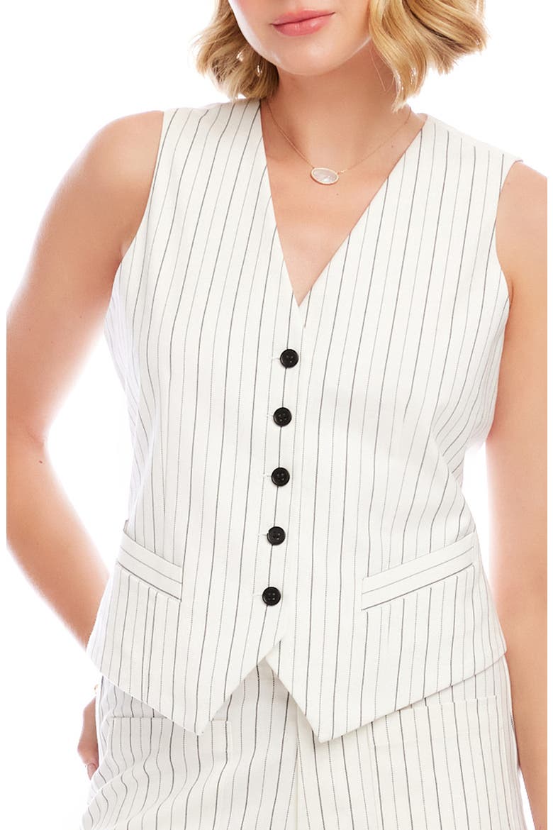 Stripe Cotton Blend Vest, Main, color, WHITE STRIPE