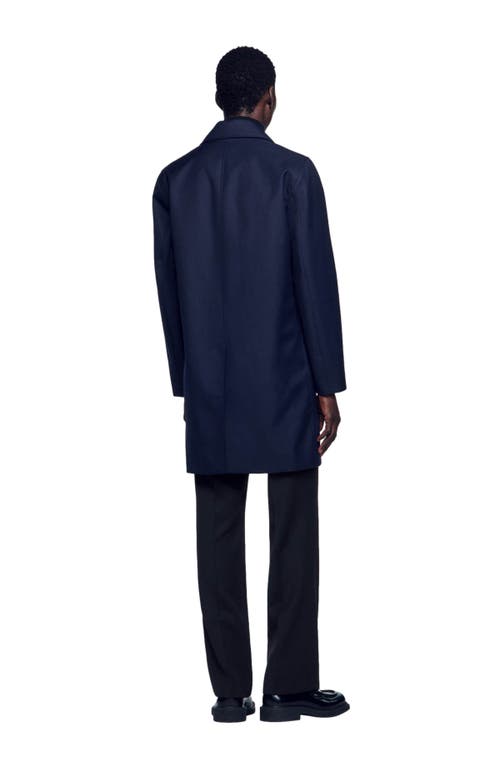 Sandro Waterproof Technical Fabric Coat In Navy Blue