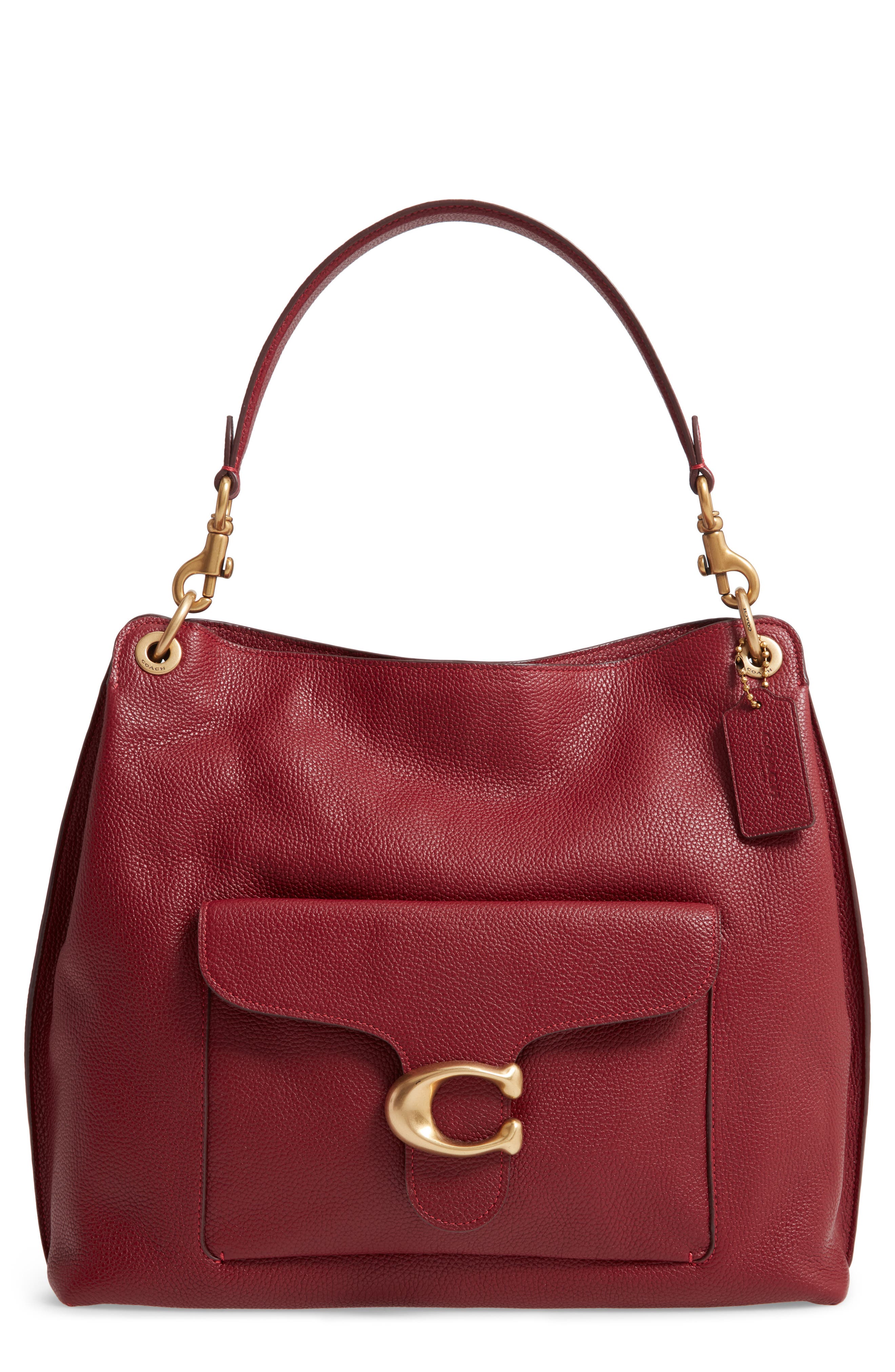 Tabby Leather Shoulder Bag, Main, color, B4/ DEEP RED