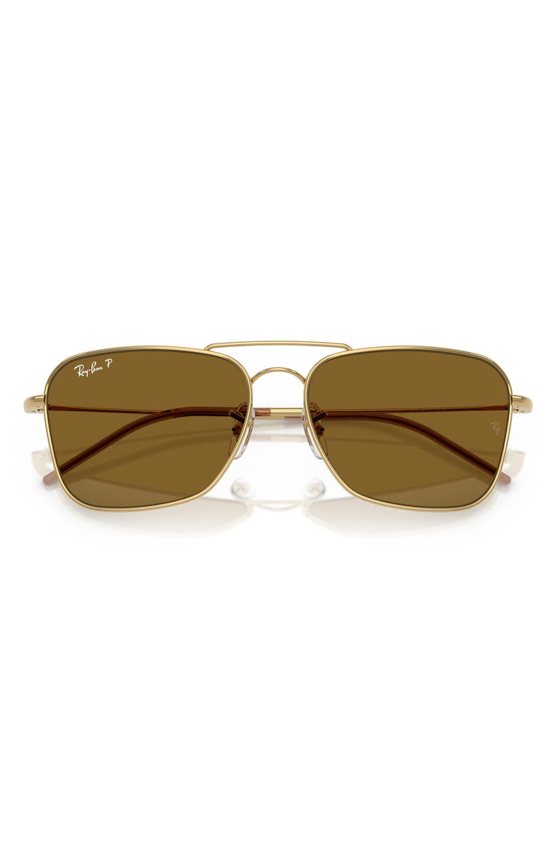 Ray-Ban 53mm Polarized Square Sunglasses, Alternate, color, Gold Flash