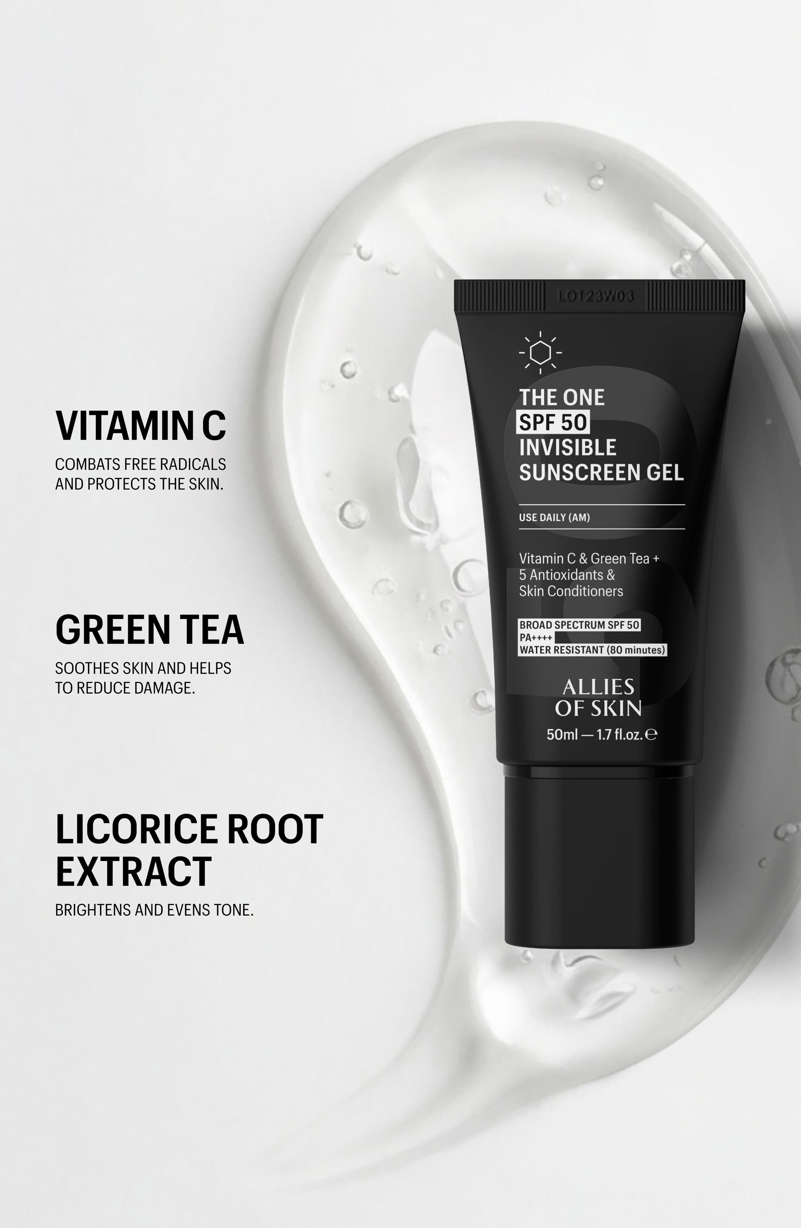ALLIES OF SKIN THE ONE SPF 50 日焼け止め50ml The One SPF 50 Invisible Gel Sunscreen (Women) | Nordstrom