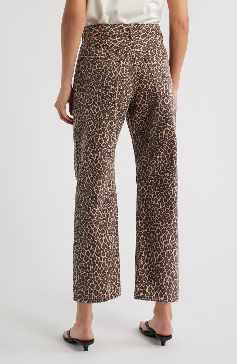 Madewell The Leopard Darted Barrel Leg Jeans, Alternate, color, Dark Mocha