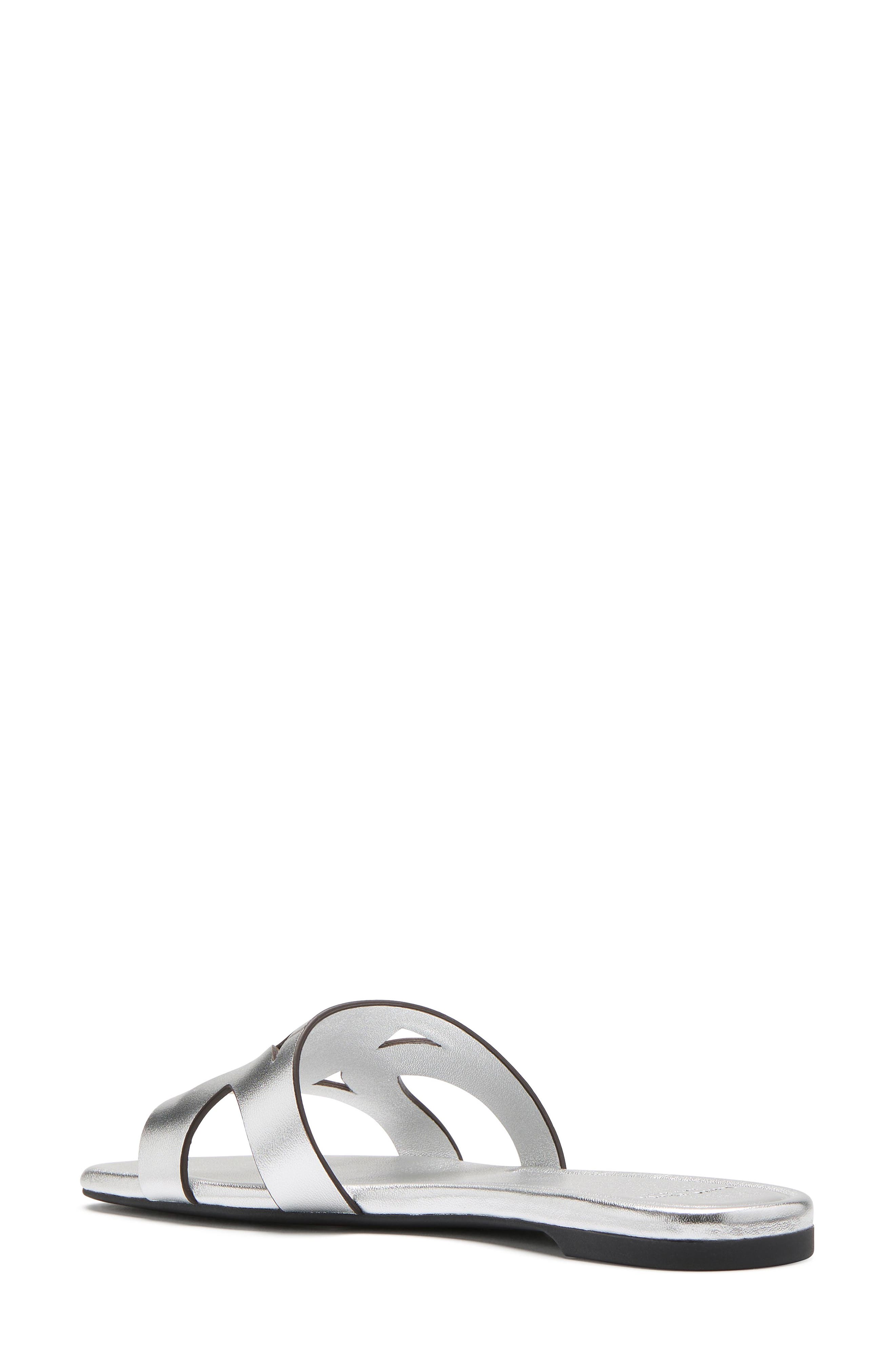 duo smooth leather slide sandal, Alternate, color, SILVER