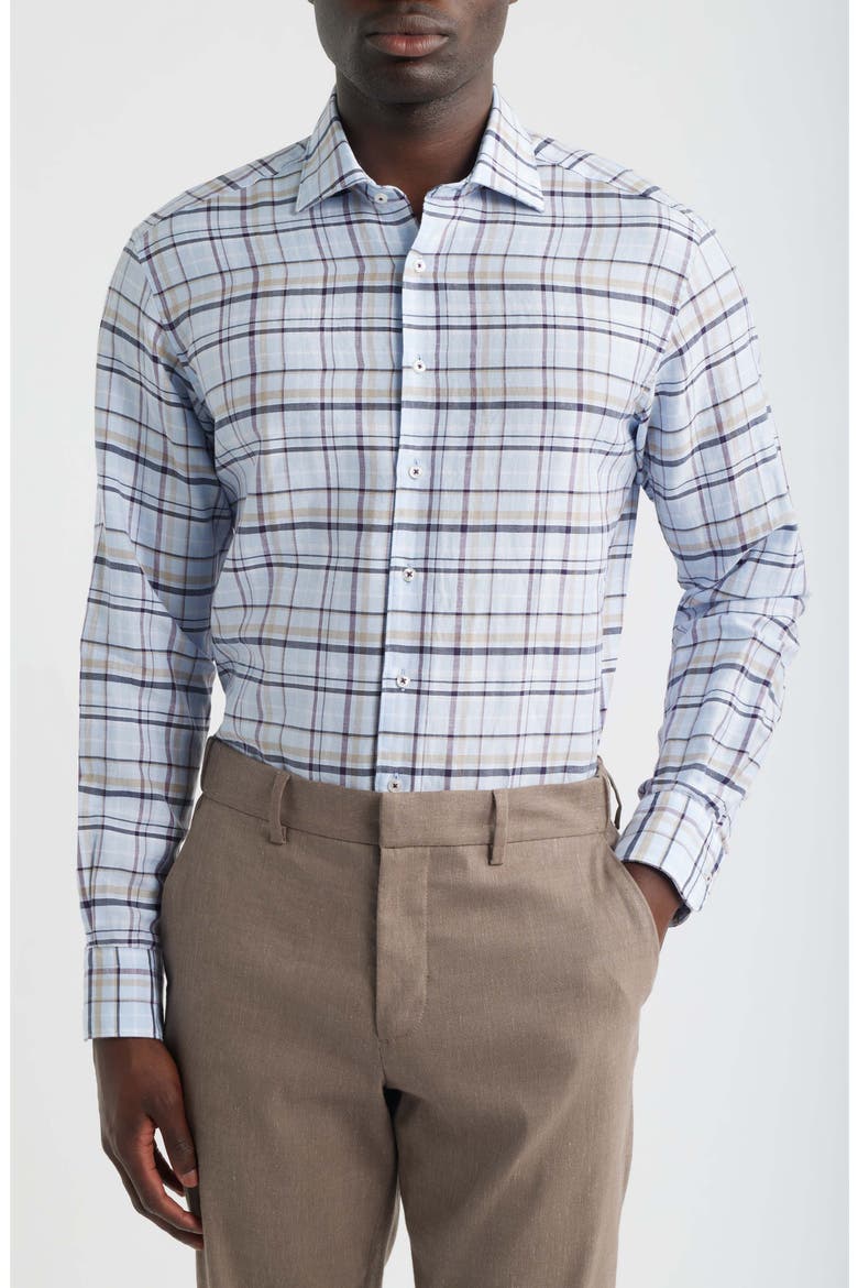 Soft Luxury Modern Fit Check Non-Iron Dress Shirt, Main, color, BLUE