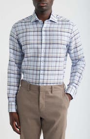 1863 by Eterna Soft Luxury Modern Fit Check Non-Iron Dress Shirt