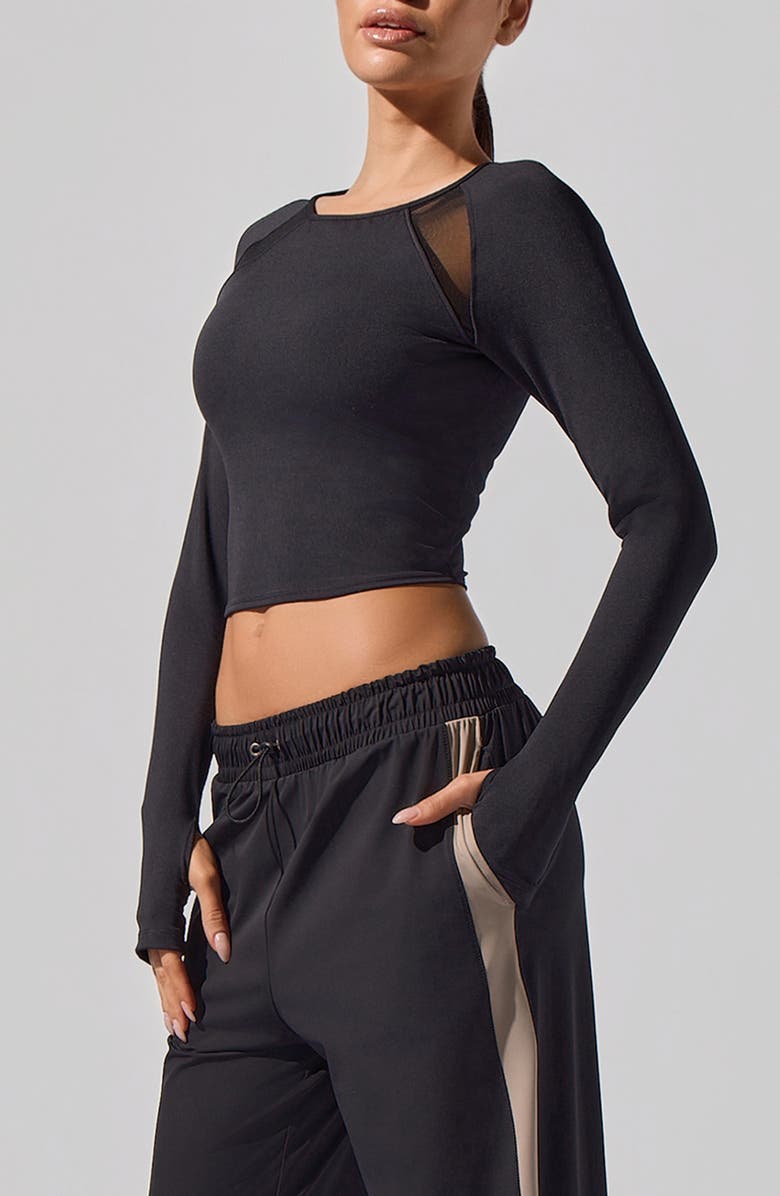 Heroine Sport Alba Mesh Crop Top, Alternate, color, Black