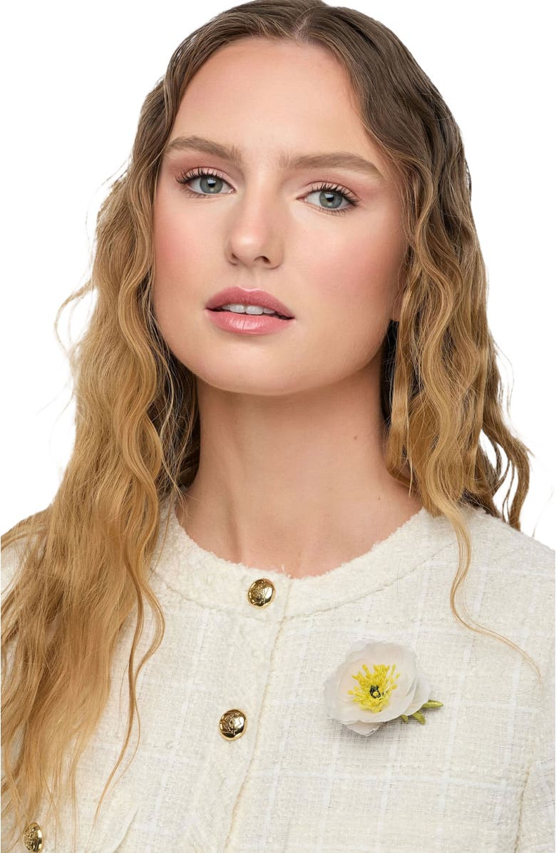 Helena Simon The White Poppy Floral Brooch, Alternate, color, White
