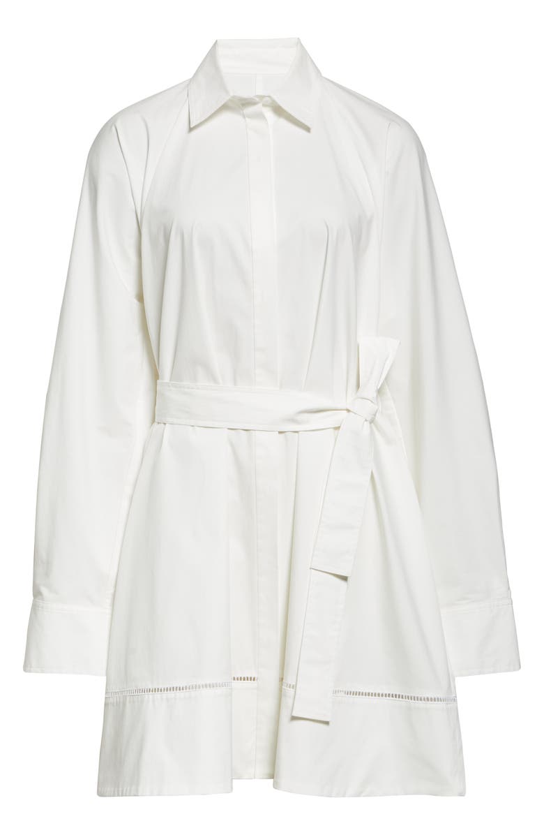 Proenza Schouler Sammy Long Sleeve Belted Stretch Cotton Poplin Shirtdress, Alternate, color, White