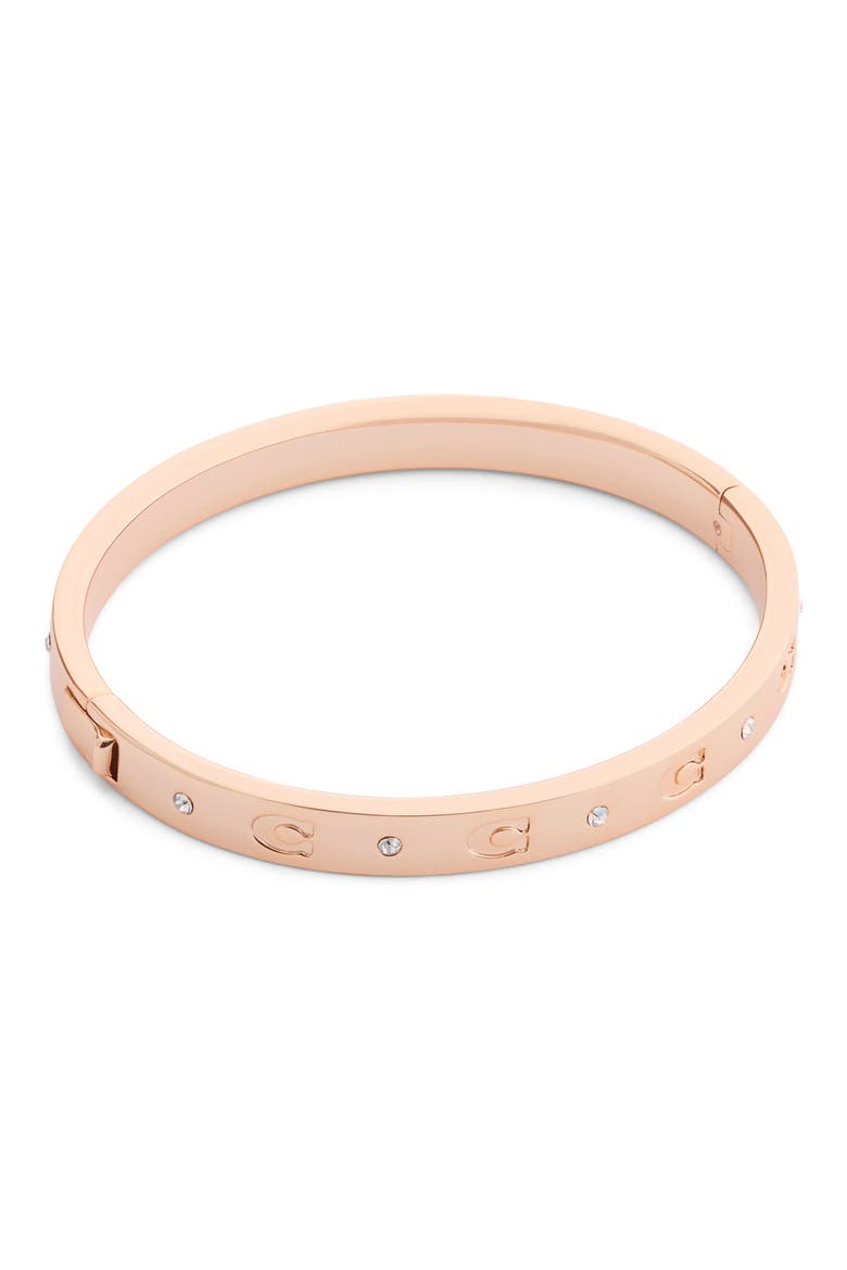 Repeated C Hinged Bangle, Alternate, color, ROSE GOLD