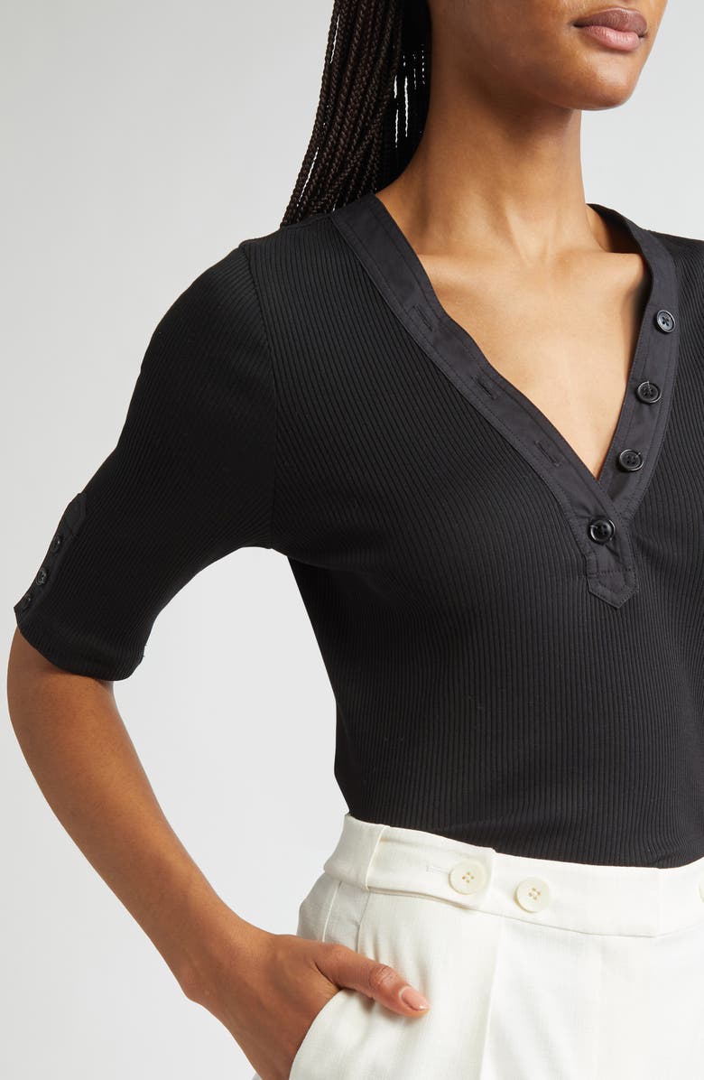 Derek Lam 10 Crosby Adrian Rib Top, Alternate, color, Black