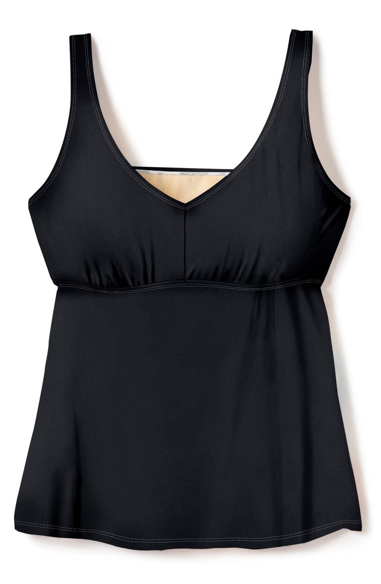 Swim 365 A-Line Flowy V-Neck Tankini Top With Built-In Bra, Alternate, color, Black