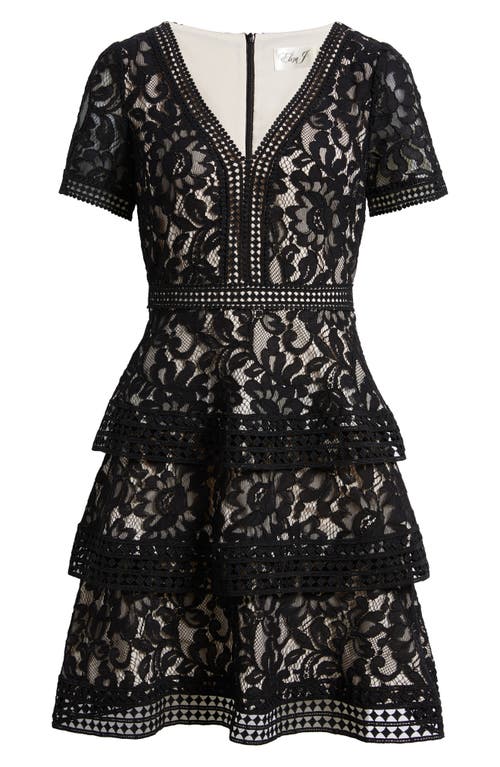 Eliza J Lace Tiered Dress In Black