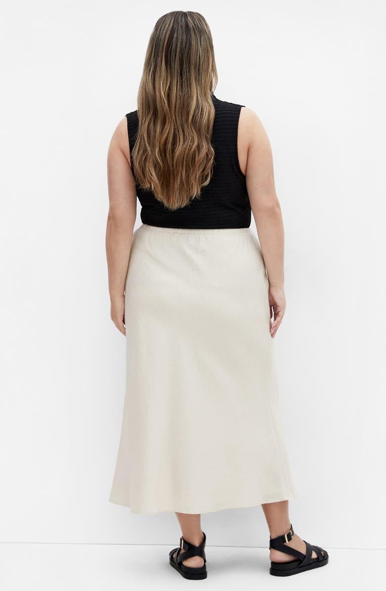 City Chic Vivien Linen Blend Drawstring Skirt, Alternate, color, Cream