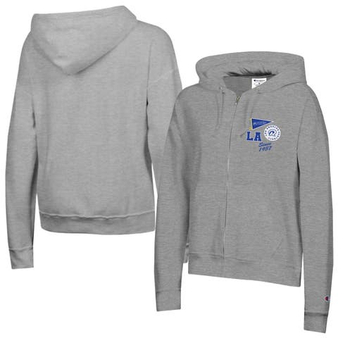 Women's Champion Heather Gray Los Angeles Rams Powerblend Fleece Full-Zip Hoodie