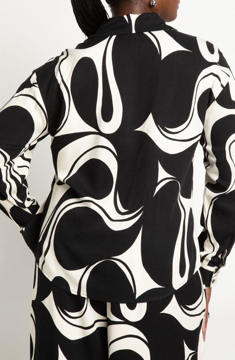 ELOQUII Abstract Pattern Button-Up Shirt, Alternate, color, 
