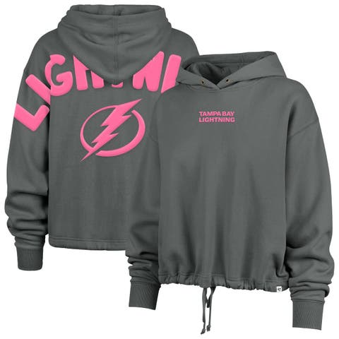 Women's '47 Gray Tampa Bay Lightning Bright Side Venice Cropped Pullover Hoodie