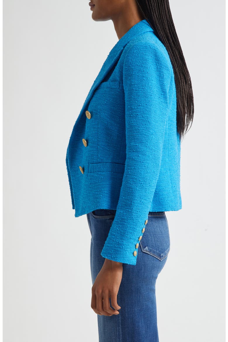 Brooke Double Breasted Crop Cotton Blend Blazer, Alternate, color, DRESDEN BL