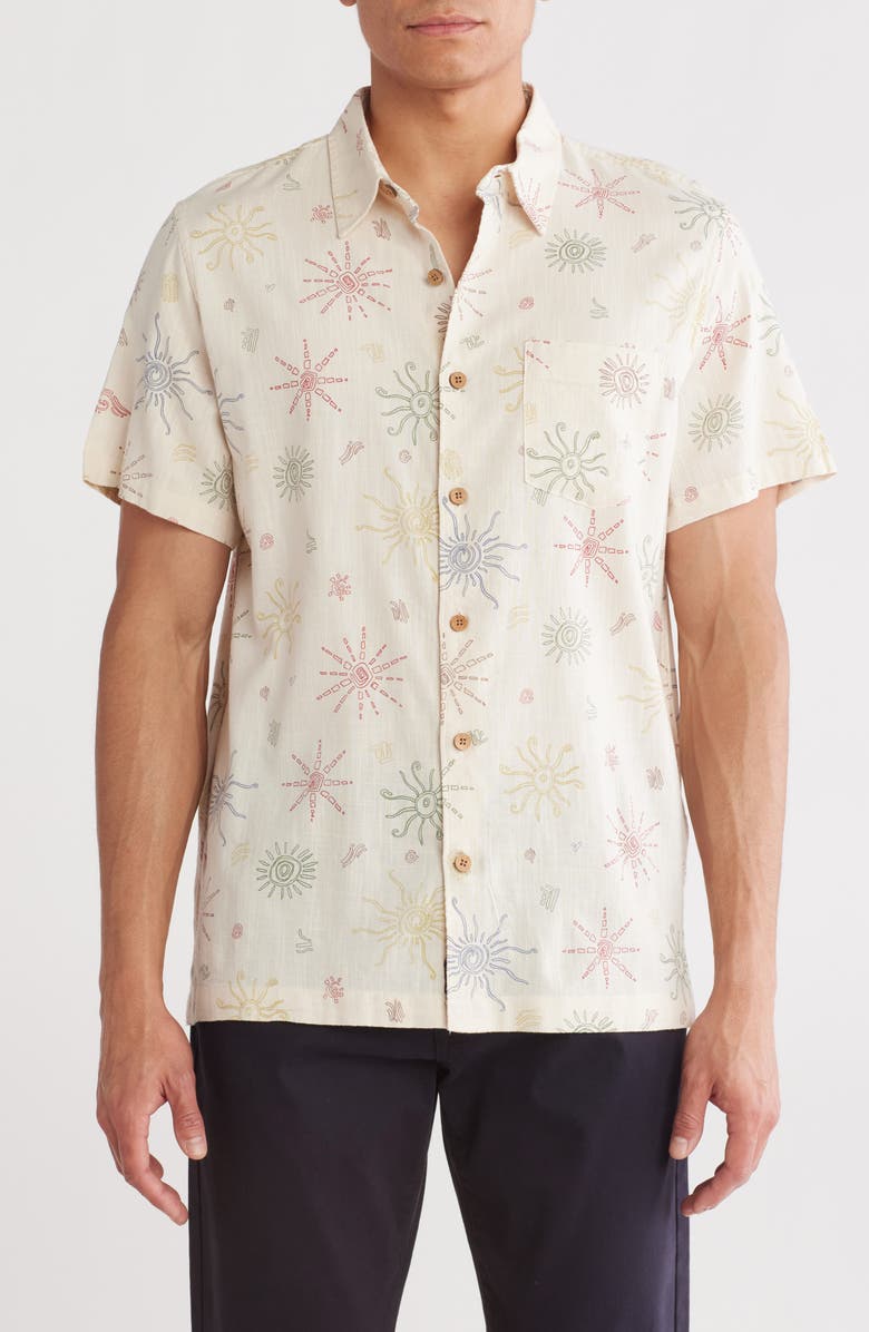 Lucky Brand Slub Plya Short Sleeve Button-Up Shirt, Main, color, 