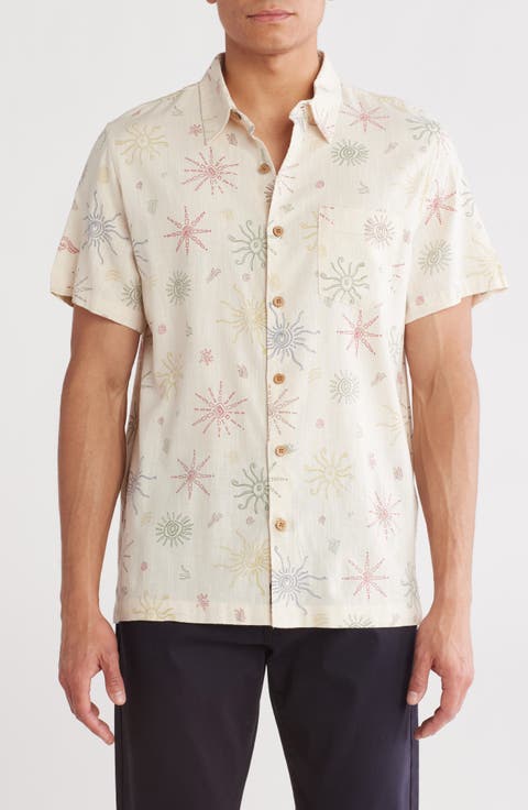Slub Plya Short Sleeve Button-Up Shirt