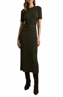 Reiss Vida Belted Rib Sweater Dress