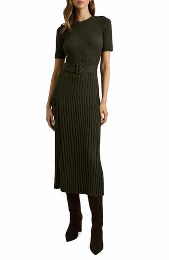 Reiss Vida Belted Rib Sweater Dress