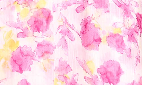 Vince Camuto Floral Print Flutter Sleeve Tiered Ruffle Midi Dress In Violet Blush